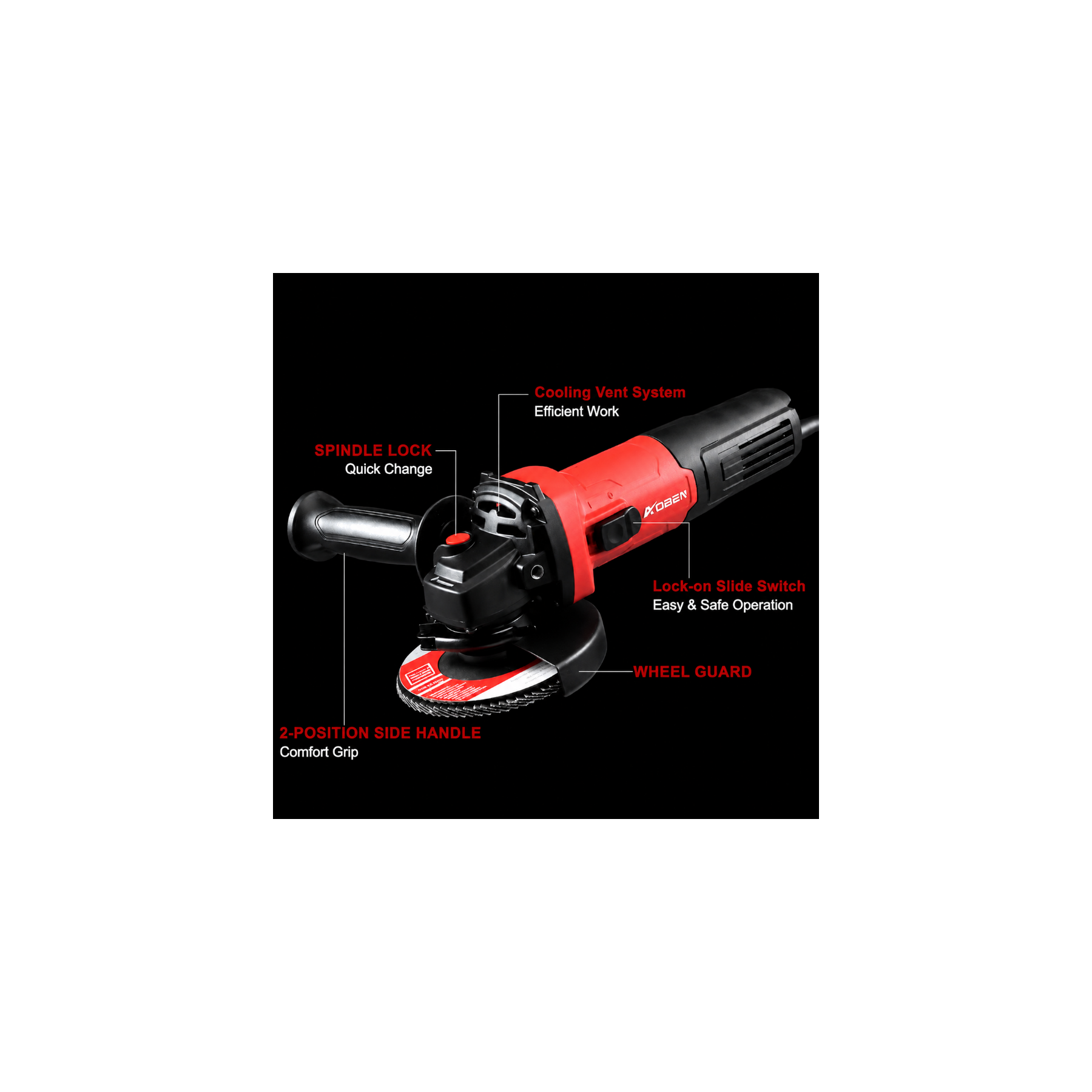 4-1/2" 900W Power Motor Corded Angle Grinder