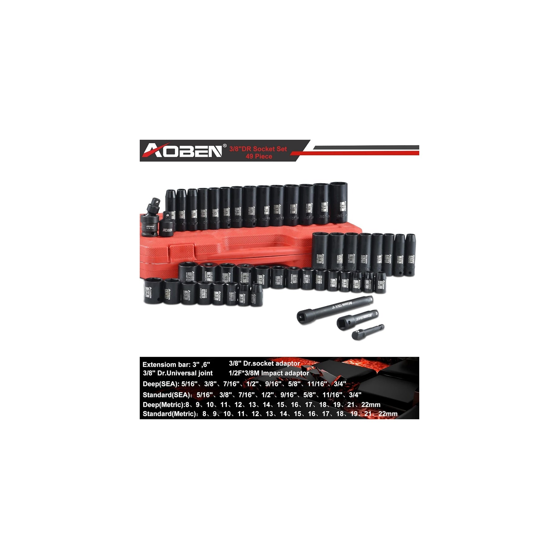 3/8"  49 Pieces Drive Impact Socket Set