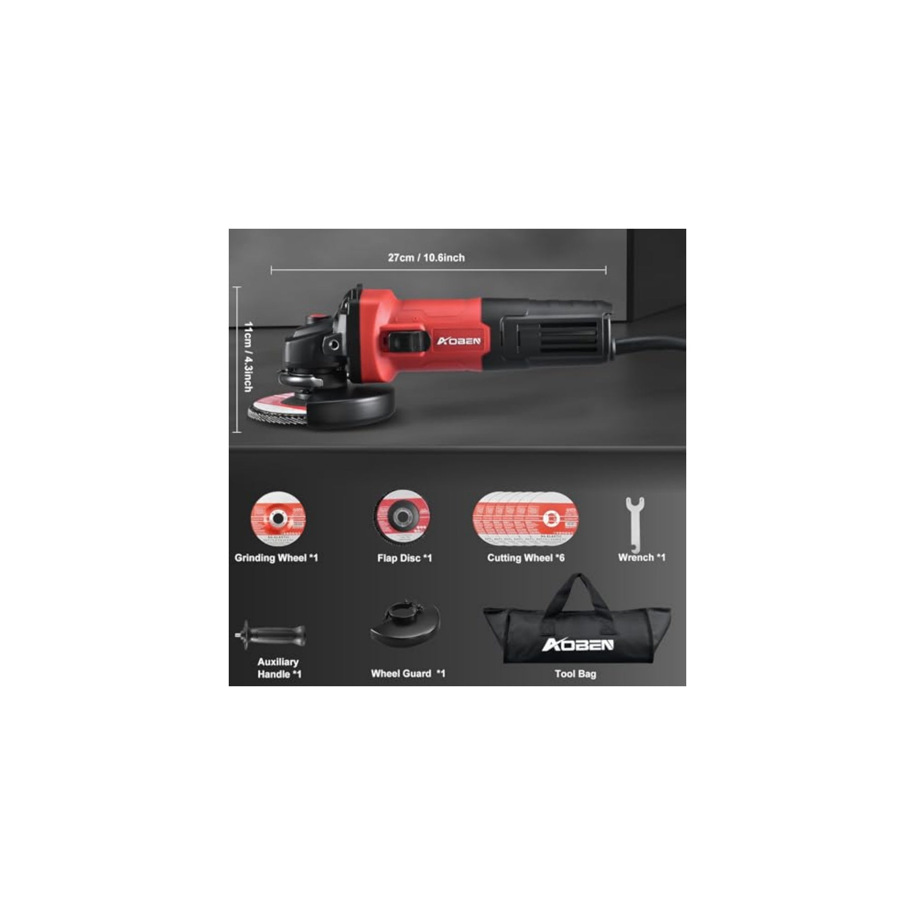 4-1/2" 900W Power Motor Corded Angle Grinder