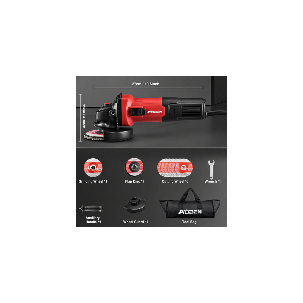 4-1/2" 900W Power Motor Corded Angle Grinder