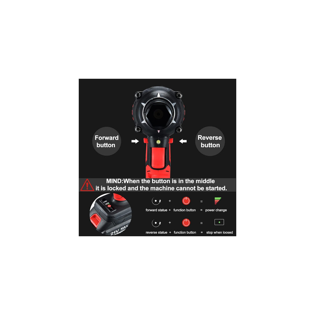 1/2" 21V Brushless Cordless Impact Wrench with 2 Battery
