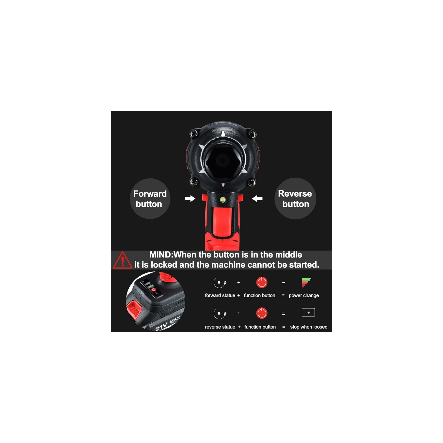 1/2" 21V Brushless Cordless Impact Wrench with 1 Battery