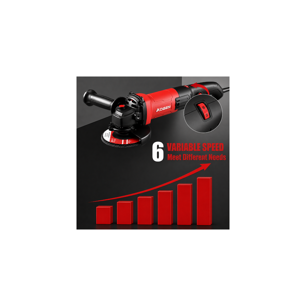 4-1/2" 900W 6-Speed Power Motor Corded Angle Grinder