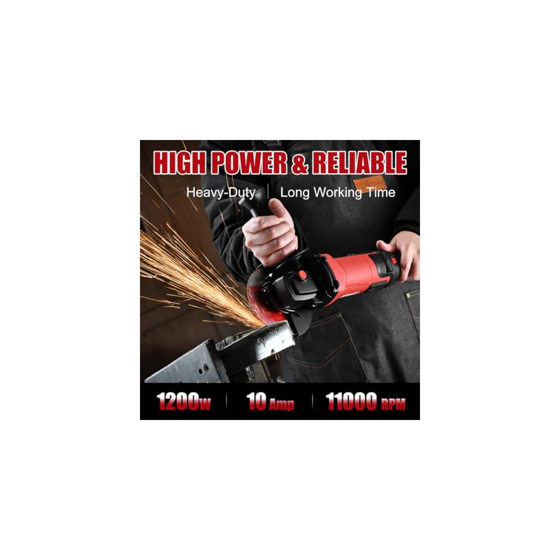 4-1/2" 1200W 6-Speed Power Motor Corded Angle Grinder