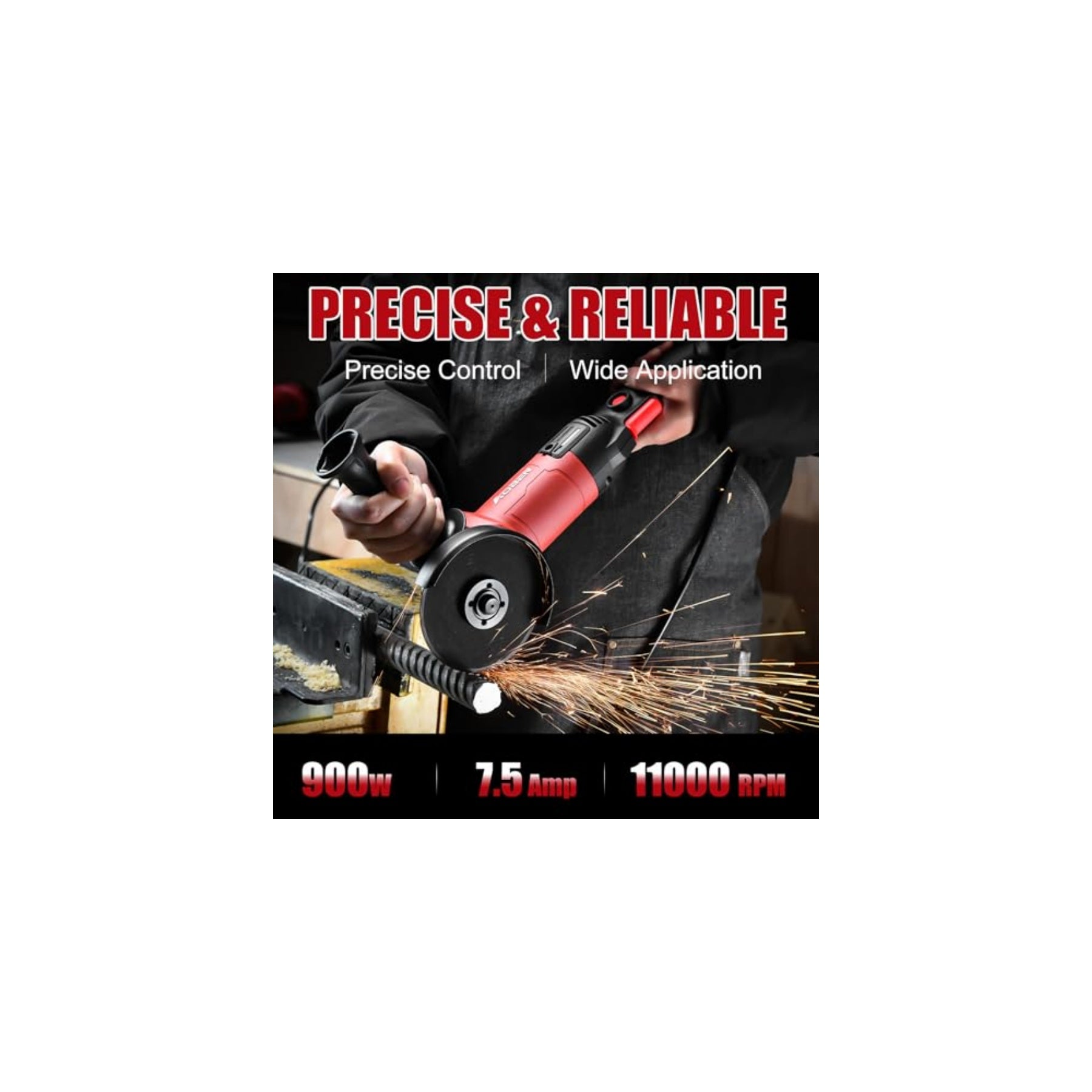 4-1/2" 900W 6-Speed Power Motor Corded Angle Grinder
