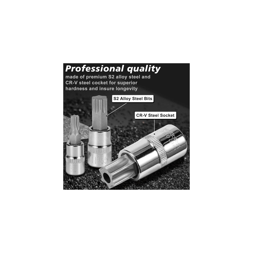 64Pcs Master Torx Bit Socket and External Torx Socket Set