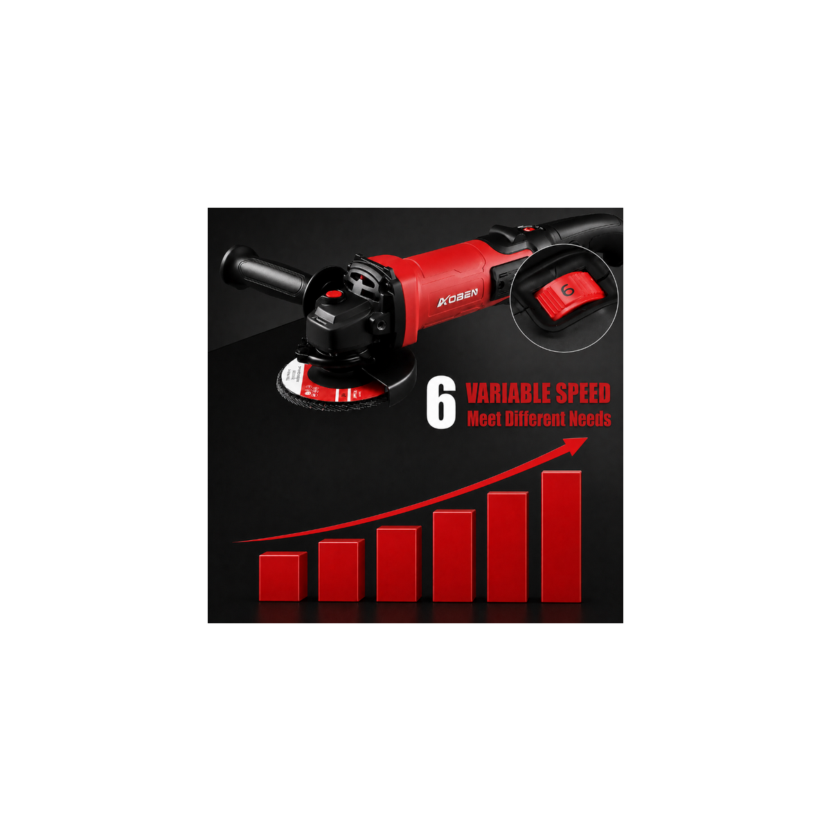4-1/2" 1200W 6-Speed Power Motor Corded Angle Grinder