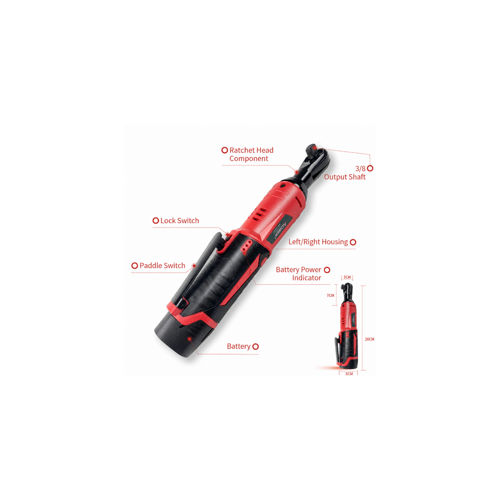 3/8" 12V Power Electric Ratchet Wrench Set with 1 Battery