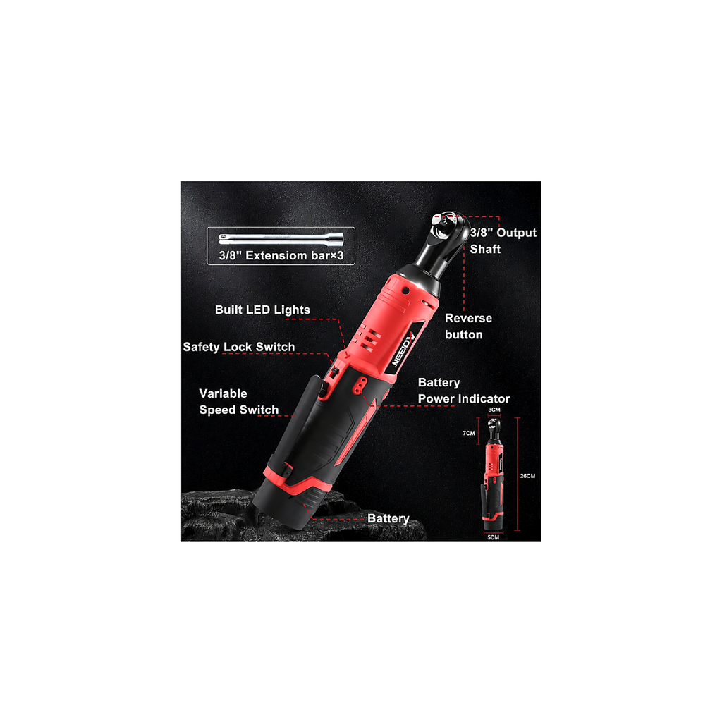 3/8" 12V Cordless Electric Ratchet Wrench Set with 83 Sockets