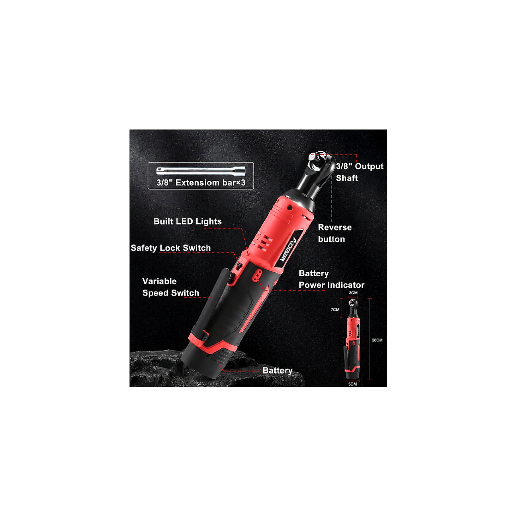 3/8" 12V Cordless Electric Ratchet Wrench Set with 83 Sockets