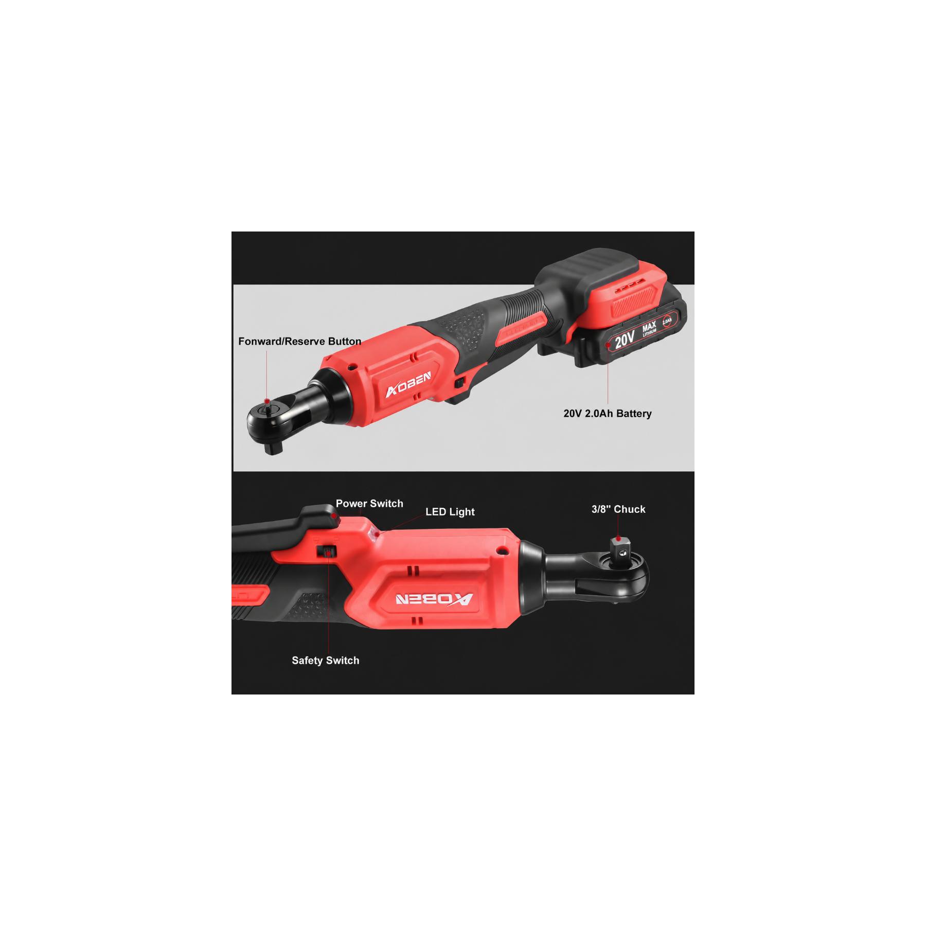 3/8" 20V Brushless Cordless Electric Power Ratchet